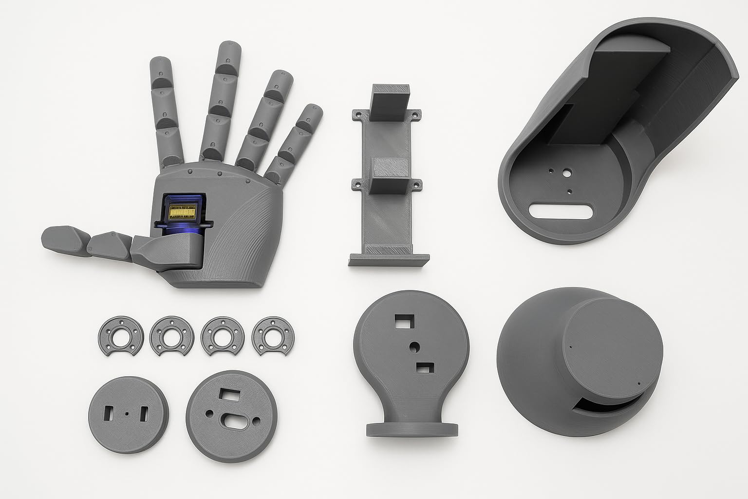 3D Printed Robotic Prosthetic Left Hand kit for Engineering & Robotics Projects | kit Contains 3D Printed Parts + 1 SG90 Servo Motor