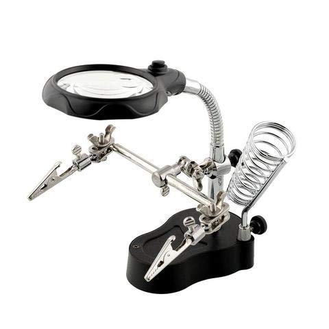 TE-801 Multi-function LED Magnifier PCB Soldering Iron Stand Holder | Helping Hand Tool